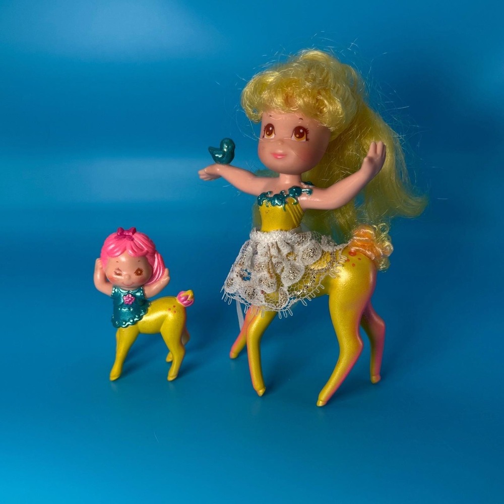 Vintage 1986 Kenner Shimmers Collection Meadow and baby Fana Deer dolls Set of 2